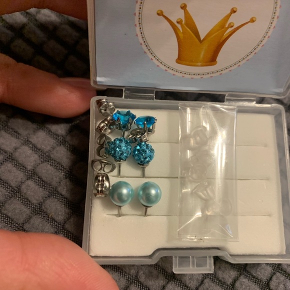 Set of 3 blue earrings - Picture 6 of 7